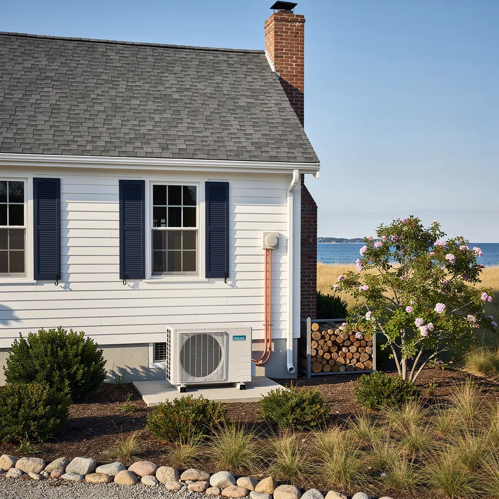 A heat pump heats and cools a Cape Cod home with one system, and most